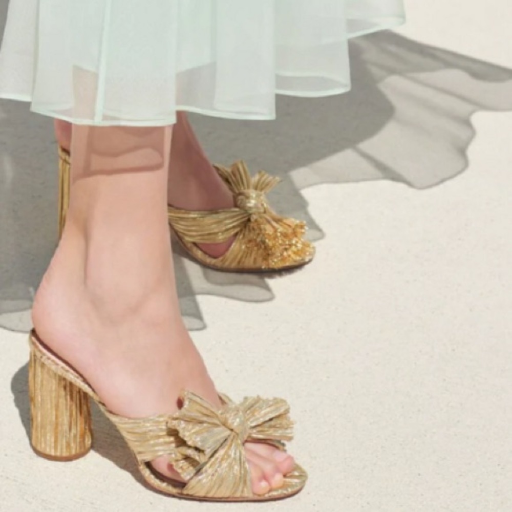 Loeffler Randall ⭐️NWT⭐️ size 7.5 Gold Women's Penny knotted mule - Picture 5 of 10
